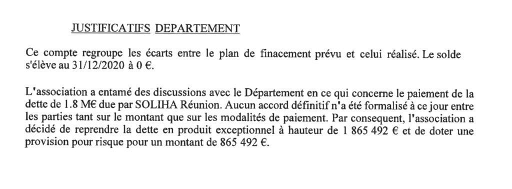 Extrait du rapport du commissaire aux comptes sur Soliha.