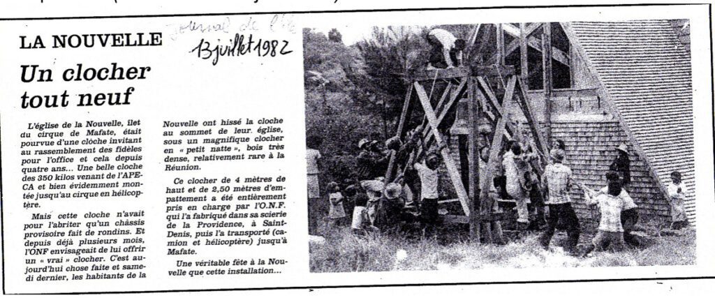 fac simile Jir cloche église de la nouvelle mafate