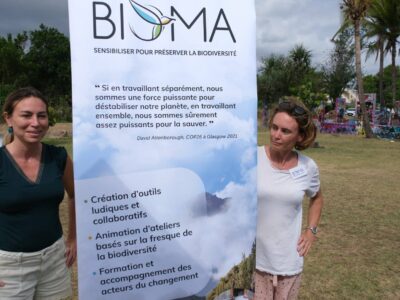 Moea Latrille présidente BioMA Céline Leroudic fresque de la biodiversité