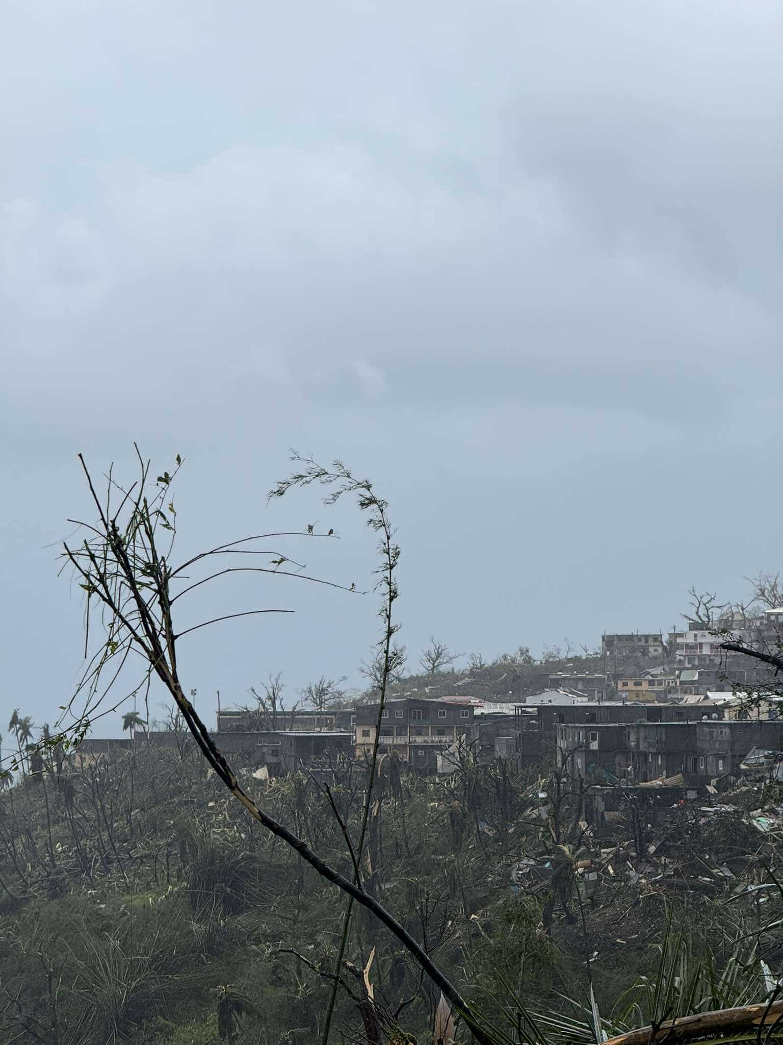 Cyclone Chido à Mayotte, dégâts de Tsingoni. Photo : Tom-Lou Cellier