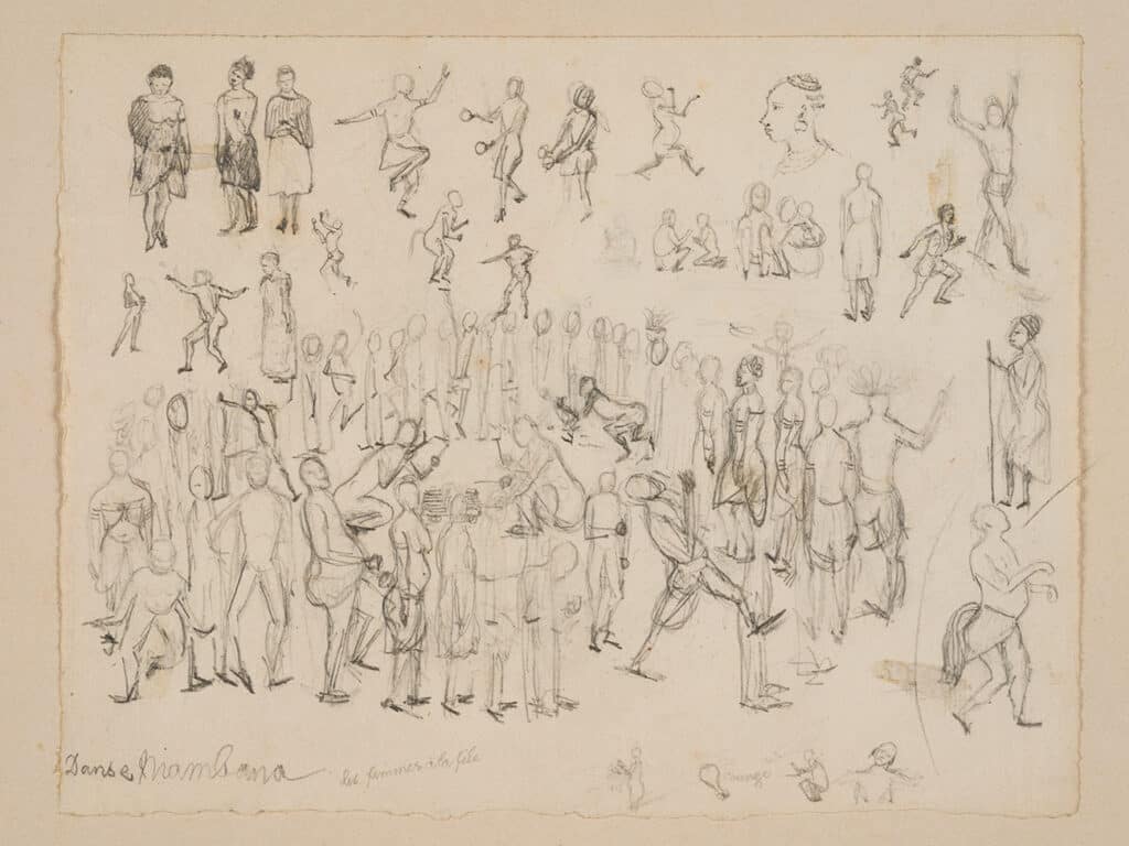 Eugène de Froberville. Dessins de danseurs « Niambane ». ©Archives et Collections privées Huet de Froberville/Photographe F. Lauginie ©International Slavery Museum (ISM), île Maurice