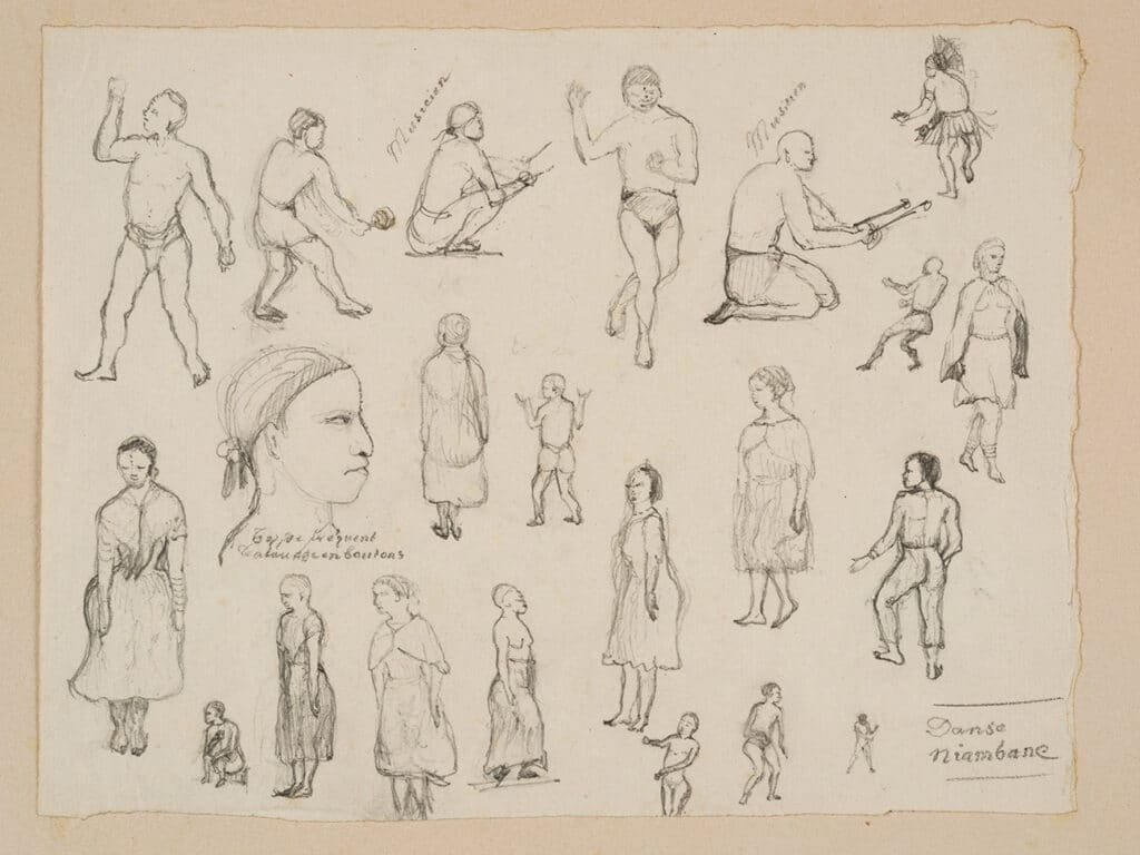 Eugène de Froberville. Dessins de danseurs « Niambane ». ©Archives et Collections privées Huet de Froberville/Photographe F. Lauginie ©International Slavery Museum (ISM), île Maurice